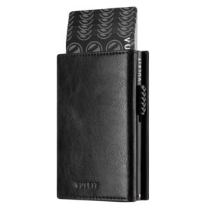 VC302- Side Slider Mechanism, with/without Back Zipper Pocket, Magnetic Strip Closure Tri-fold Wallet - Emporium Shop